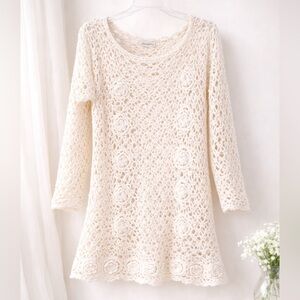 Vintage Westminster Lace 100% Cotton Crochet Boho Vibe Dress S/M Oversized